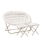 Flash Furniture Eleanor 56-in Folding Double Saucer Chair w/2 Folding Ottomans Ivory Faux Shearling w/Gold Frame FV-FDS-001-2FR-IV-SGD-GG - alternate 1